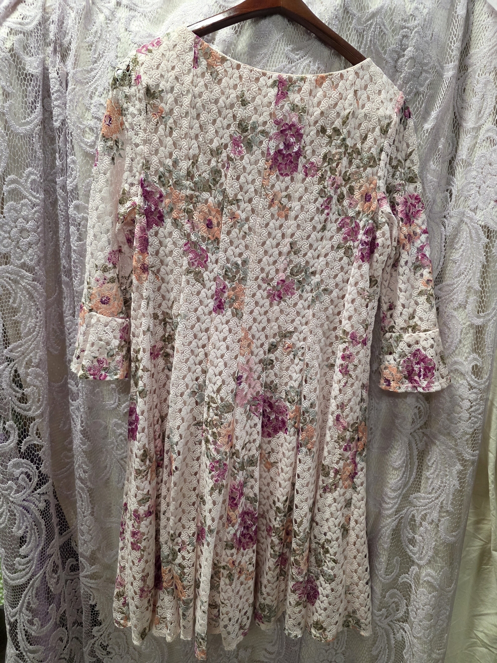 Rabbit Rabbit Rabbit Light Pink Floral Lace Midi Dress - Picture 2 of 5